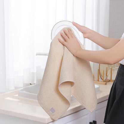Homaxy 100% Cotton Waffle Weave Kitchen Dish Towels, Ultra Soft Absorbent Quick Drying Cleaning Towel, 13 x 28 Inches, 6-Pack, Beige