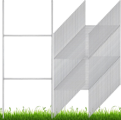 200 Pcs H Stakes for Yard Signs 24'' x 10'' Metal Heavy Duty H Frame Lawn Wire Stakes Weatherproof Metal Sign Holder Bulk for 4mm 5mm Corrugated Signs Board Guidepost Yard House Garden Decor