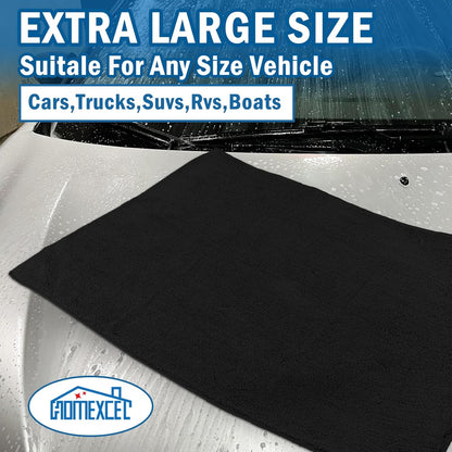 HOMEXCEL Professional Large Microfiber Car Drying Towels 4 Pack, Lint Free, Scratch Free, Highly Absorbent Drying Towel for Cars, SUVs, RVs, Trucks, and Boats,31" x 24 ", Black