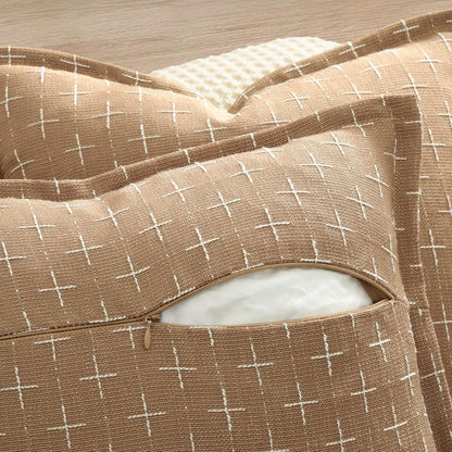 ZWJD Throw Pillow Covers 16x16 Set of 2 Soft Polyester Textured Pillow Covers with Stylish Flange Edge Cozy Farmhouse Throw Pillows for Couch Bed Sofa Living Room