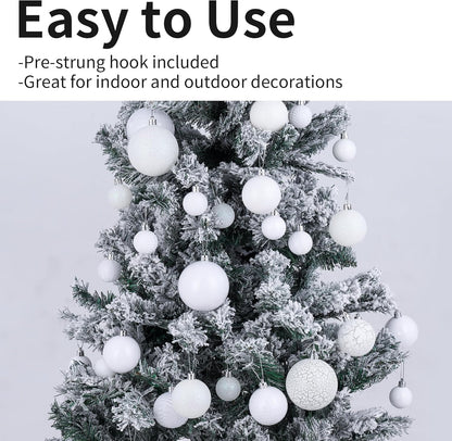 LANGXUN 36pcs White Christmas Tree Decorations Balls, Bolas De Navidad, 2025 Christmas Decor, Indoor Outdoor Shatterproof Christmas Ornaments, Xmars Party Wedding Suppiles