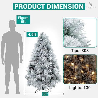 Naomi Home Darla Snowy Christmas Tree 4.5ft/Snow Flocked