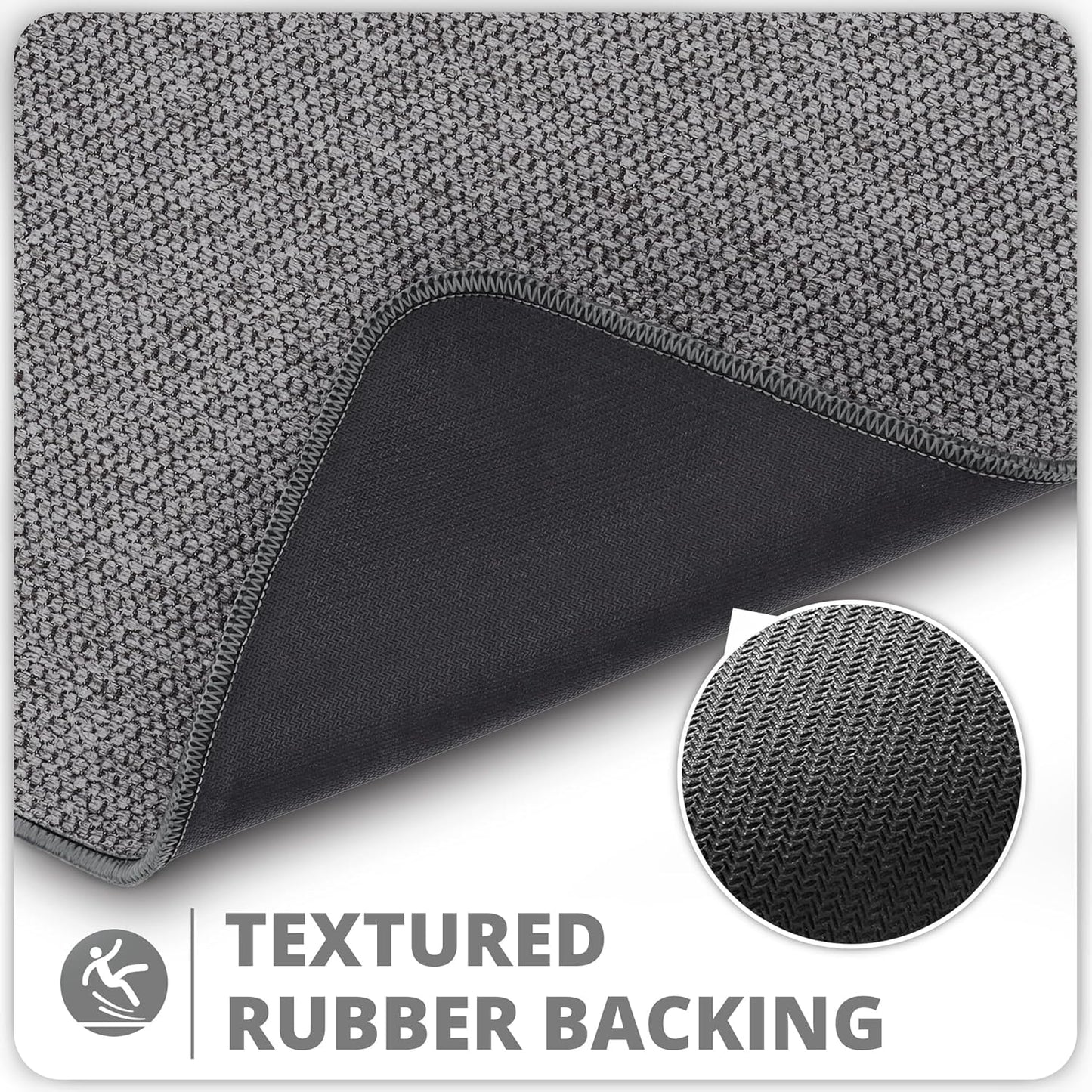Bath Mat,Ultra Thin Bathroom Rugs,Rubber Bath Mats for Bathroom,No Slip Bath Rugs,Quick Dry,Machine Washable,Low Pile,Absorbent,Shower Outside,Sink,Home Decor Accessories.Dark Grey,2'x3'(24x36inch)