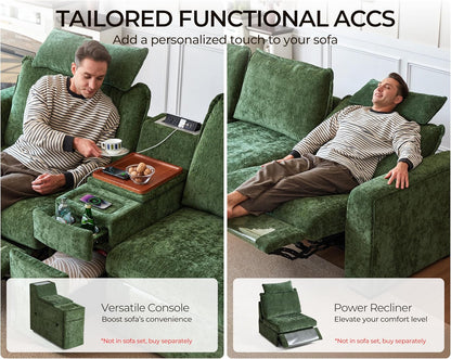 Oversized Modular Sofa Comfy Cloud Couch with Storage, Extra Deep Plush Sectional Sofa Set for Living Room, Covers Washable, Chenille, Olar (Green, 4-Seater with Ottoman, l-Shaped)