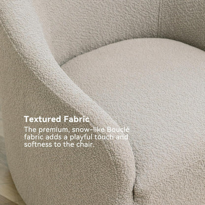 KINWELL 32" Wide Modern Boucle Swivel Barrel Chairs Set of 2, No Assembly Round Upholstered Swivel Accent Armchairs for Living Room, Bedroom (Oatmeal)