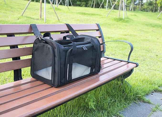 Soft Sided Carrier for Small Medium Cats Dogs,TSA Airline Approved Collapsible Travel Pet Carrier Medium Black
