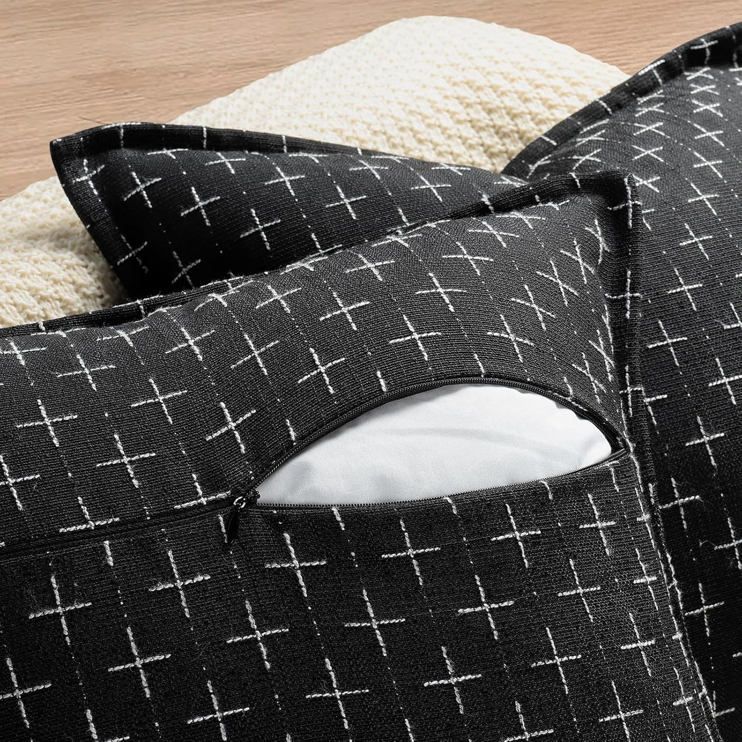 ZWJD 12x20 Pillow Covers Set of 2 Soft Polyester Textured Pillow Covers with Stylish Flange Edge Cozy Farmhouse Throw Pillows for Couch Bed Sofa Living Room