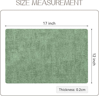 Romanstile Vinyl Placemats Set of 6-12 X 18 Inch - Heat Resistant Place Mats 100% Waterproof Oilproof Wipeable Reversible Faux Leather Table Mats for Kitchen/Dining/Party/Outdoor, Dark Green