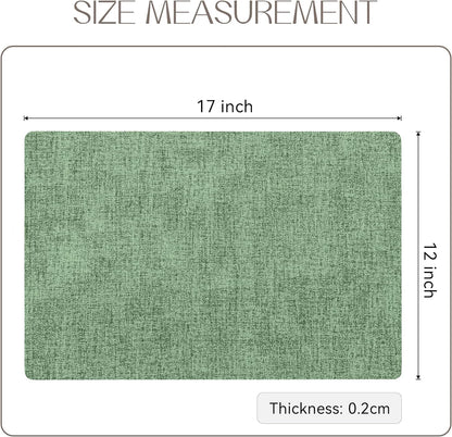 Romanstile Vinyl Placemats Set of 4-12 X 18 Inch - Heat Resistant Place Mats 100% Waterproof Oilproof Wipeable Reversible Faux Leather Table Mats for Kitchen/Dining/Party/Outdoor, Dark Green