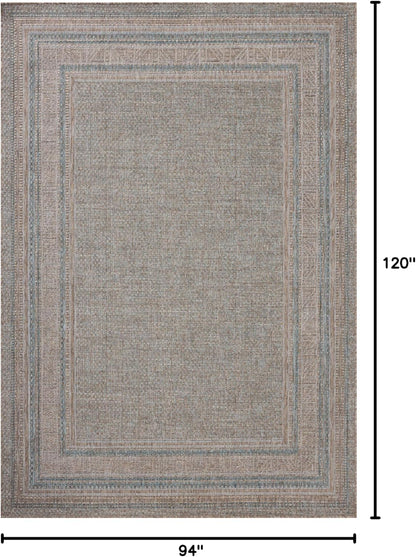 Loloi Amber Lewis Topanga Collection TOP-05 Natural/Teal 7'-10" x 10' Indoor/Outdoor Area Rug