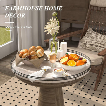 21" Lazy Susan Wood Turntable Organizer for Kitchen Decor, Farmhouse Round Wooden Lazy Susan Organization and Storage for Cabinet, Dining Table, Pantry, Bathroom, Countertop, Centerpiece, Home Decor