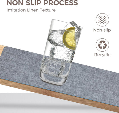 Vinyl Placemats Set of 4, Faux Leather Waterproof and Heat Resistant Place Mats, Washable Anti-Slip Table Mats with Coaster, Wipeable Placemats for Indoor & Outdoor 17" x 12" (Light Blue, Set of 4)