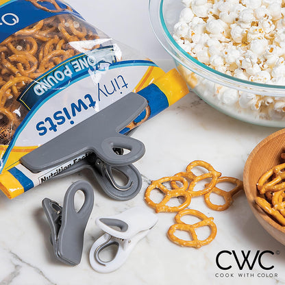 COOK WITH COLOR Bag Clips - Heavy Duty Chip Clip and Refrigerator Magnet Clips for Food Storage with Air Tight Seal Grip, Grey Ombre, Pack of 8