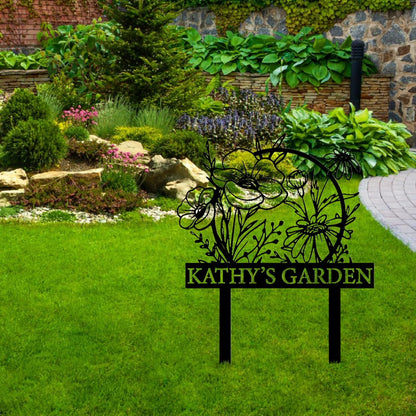 Personalized Metal Garden Sign with Stake, Custom Garden Decor for Outdoor, Custom Family Name Sign, Patio Decorations, Lawn Art, Farmhouse Decorative, Housewarming Gift (CstmDesign12)