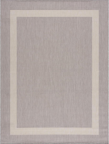 CAMILSON Outdoor Rug 5x7,Modern Outside Rugs for Patios Porches Waterproof Durable Washable Non-Shedding, Easy-to-Clean Indoor Outdoor Area Carpet (5 x 7, Bordered - Gray/White)