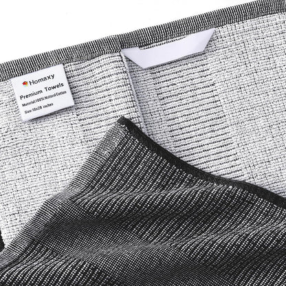 Homaxy Premium Kitchen Towels(18”x 28”, 12 Pack), Large Cotton Kitchen Hand Towels, Flat and Terry Dish Towels, 380 GSM Highly Absorbent Tea Towel Set with Hanging Loop, Black