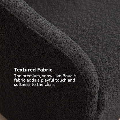 KINWELL 32" Wide Modern Boucle Swivel Barrel Chairs Set of 2, No Assembly Round Upholstered Swivel Accent Armchairs for Living Room, Bedroom (Black)