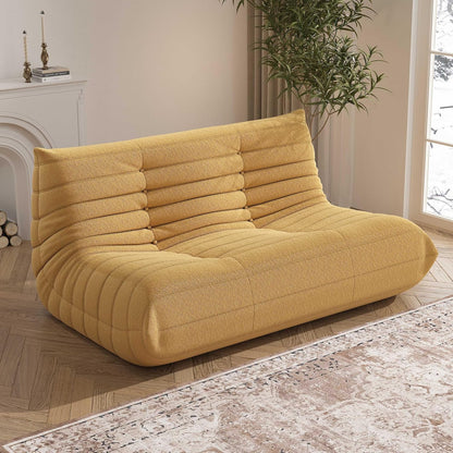 Bean Bag Chair, Loveseat Fireside Chair Bean Bag Sofa Large Bean Bag Chair for Adults, 2 Seater Bean Bag Chairs for Teens with High Density Comfortable Foam, Bean Bag for Living Room, Bedroom (Yellow)