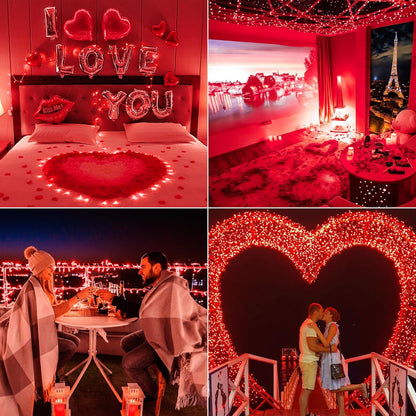 33FT 100 LEDs String Lights Waterproof Fairy Lights 8 Modes with Memory 30V UL Certified Power Supply for Home, Garden, Wedding, Party, Christmas Decoration Indoor Outdoor (Red)