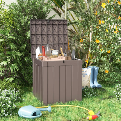 40 Gallon Resin Deck Box, Lockable Patio Outdoor Storage Box for Furniture, Garden Tools and Tools Storage, Waterproof Outside Storage Boxes - Grey