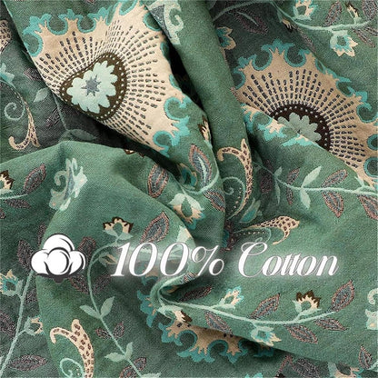 MSGKV Boho Throw Blanket for Couch Bed 100% Cotton Blankets Woven Green Blanket,Versatile Double Sided, Super Soft Warm Blanket 60''x 80''