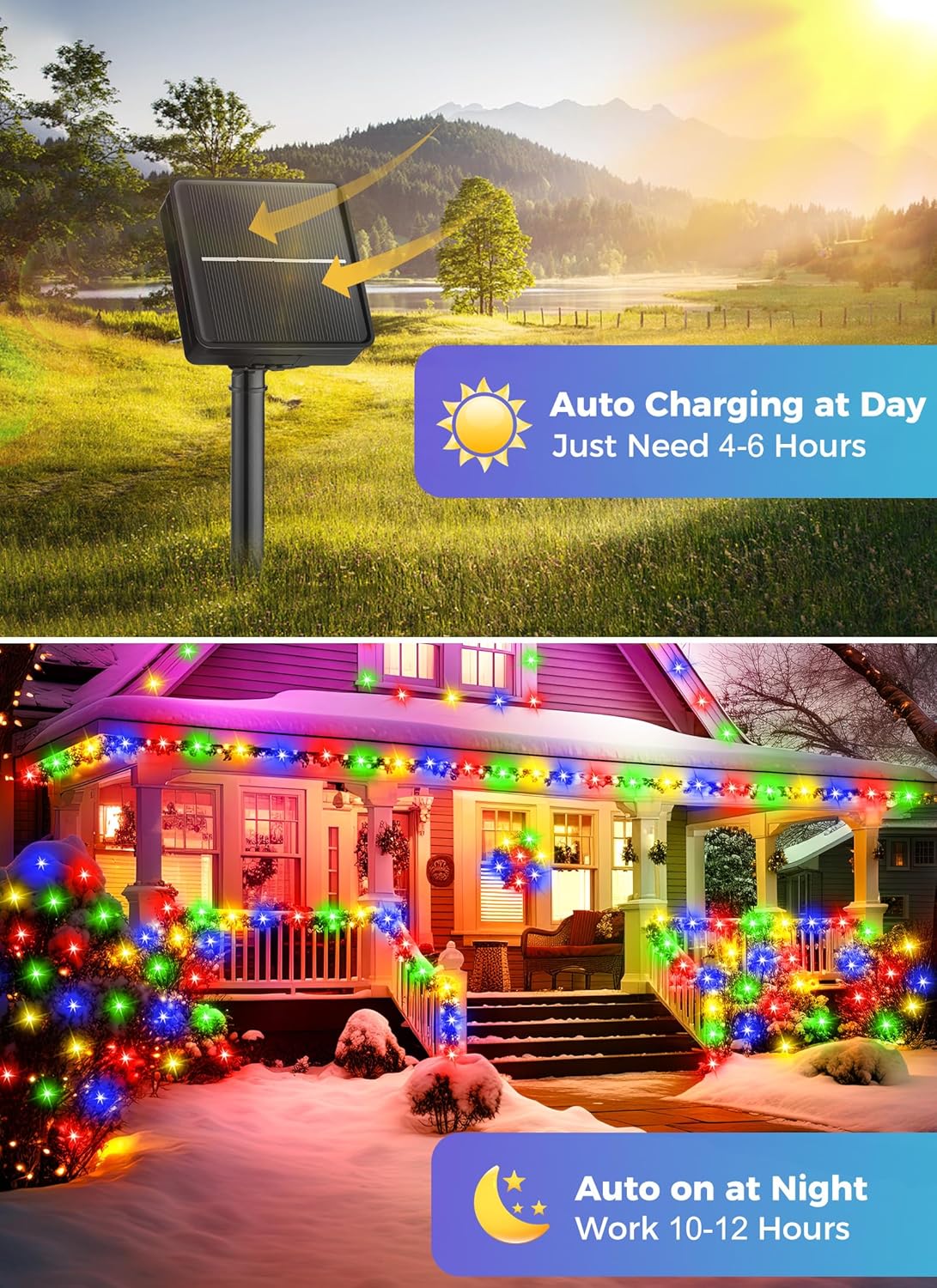 Minetom Solar String Lights for Outside, 4 Pack Total 160FT 400 LED Solar Christmas Lights Outdoor with 8 Modes, Solar Lights Outdoor Waterproof,Solar Christmas String Lights for Tree House,Multicolor