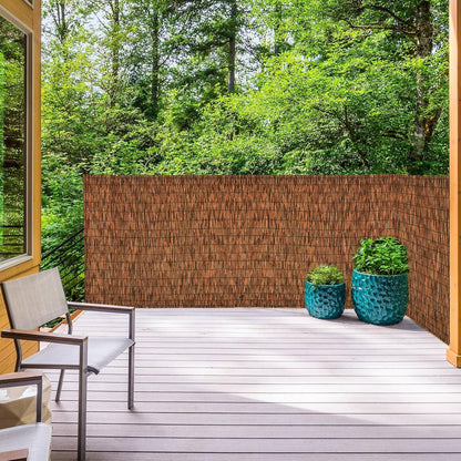 Brown 2 Pack 4FT X 16.4FT Reed Fencing Roll, Balcony Privacy Shade Reed Bamboo Fencing Garden Fence Border, Wind Block Sunshade Fence Screen for Outdoor Yard Patio Flower Bed Edge