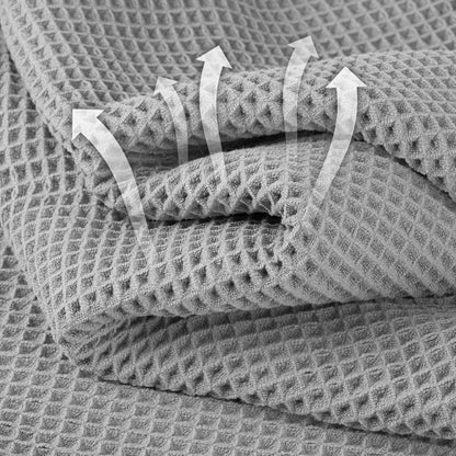 Microfiber Waffle Face Towels, 2 Pieces, Soft, Absorbent, Fast Drying, Lint Free (Silver)