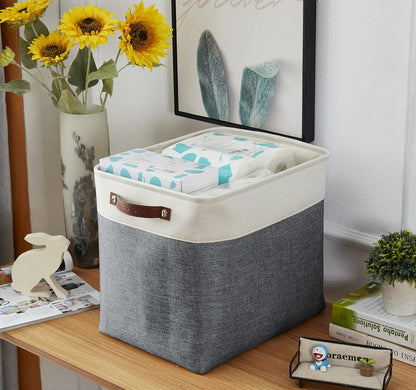 DECOMOMO Extra Large Storage Baskets 54.5L Fabric Storage Bins for Organizing Linen Closet, Toys, Nursery (Slate Grey and White, XXXL - 3 pack)