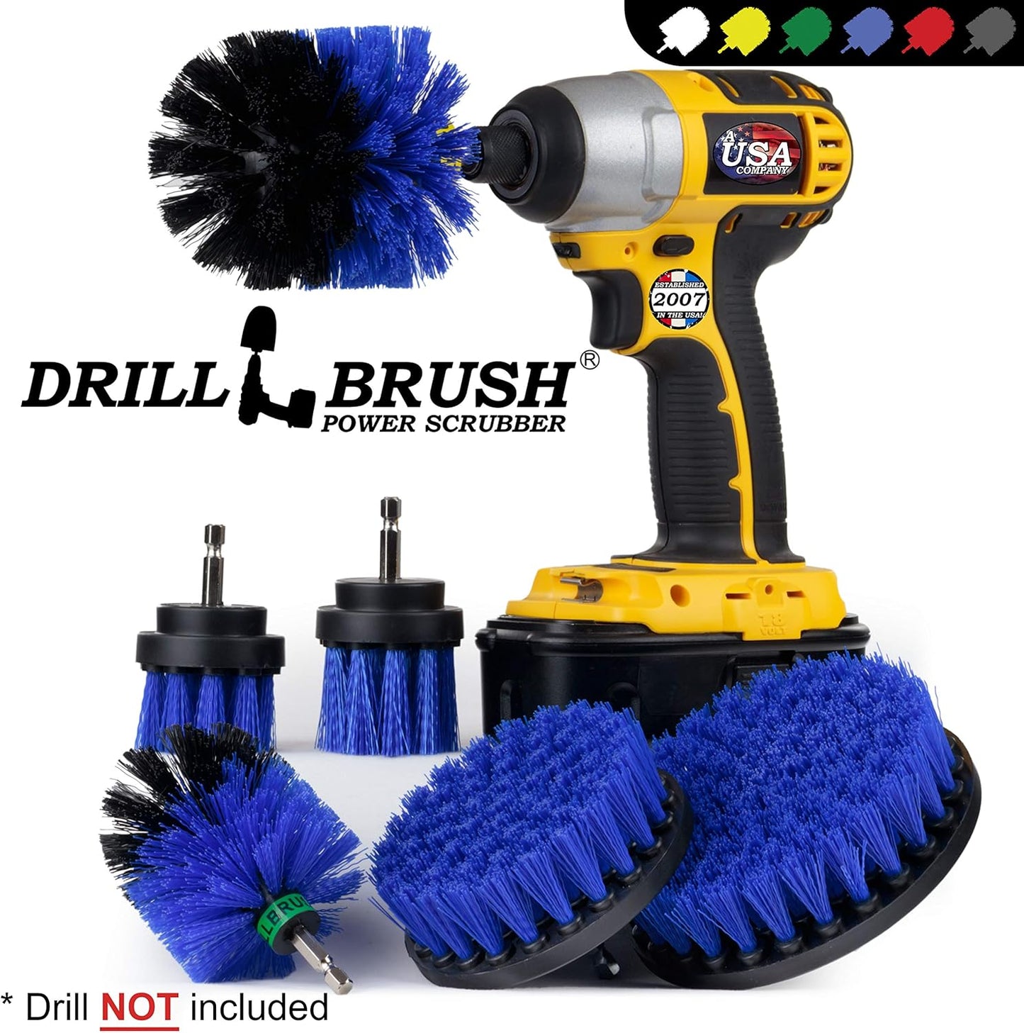 Pool Accessories - Cleaning Supplies - Drill Brush - 5 Piece Spin Brush Pool Cleaning Kit - Pool Supplies - Slide - Deck Brush - Hot Tub - Spa - Pond Liner - Pool Brush - Carpet Cleaner