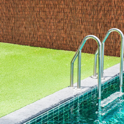 Brown 4FT X 16.4FT Reed Fencing Roll, Balcony Privacy Reed Shade Bamboo Fencing Garden Fence Border, Wind Block Sunshade Fence Screen for Outdoor Yard Patio Flower Bed Edge