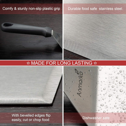 Metal Spatula Stainless Steel and Scraper - Professional Chef Griddle Spatulas Set of 3 - Heavy Duty Accessories Great for Cast Iron BBQ Flat Top Grill Skillet Pan - Commercial Grade