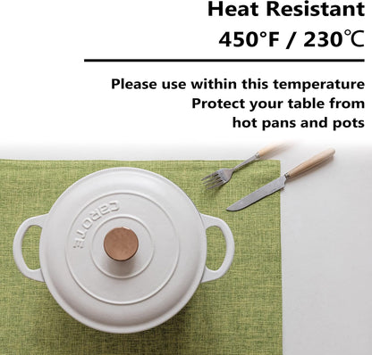 Home Brilliant Green Placemats Set of 8 Washable Place Mats Linen Placemats Heat Resistant Table Mats for Wooden Table Indoor Outdoor Decor, Lime Green