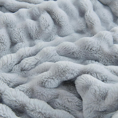 UKELER Ultra Soft Throw Blanket Grey Fluffy Blankets & Throws Faux Fur Blanket for Couch, Bed, Sofa Cozy Plush Warm Thick Velvet Blanket for Women, Men 50''x60''