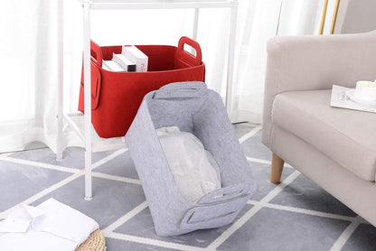Storage Basket Felt Storage Bin Collapsible& Convenient Box Organizer with Carry Handles for Office Bedroom Closet Babies Nursery Toys Laundry (Light grey, 19.9inch（L）×13.6inch（W）×12.6inch（H）)