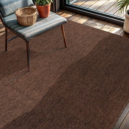 CAMILSON Easy Jute Rug 4x6, Indoor Outdoor Brown Color Fiber Area Rugs for Living Room Patio and Kitchen Rug, Solid Boho Woven Design, Easy-Cleaning, Washable Outside Carpet Alfombras (4 x 6)