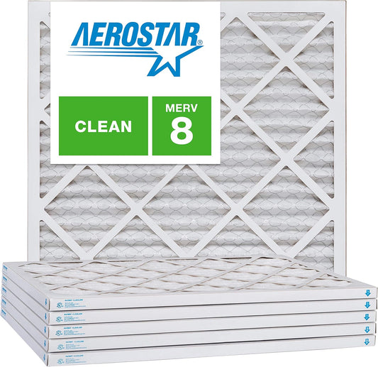 Aerostar 21 1/4x21 1/4x1 MERV 8, Pleated Air Filter, 21 1/4 x 21 1/4 x 1, Box of 6, Made in the USA