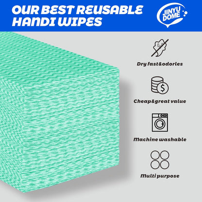 Handi Wipes Reusable Cloths, Green Disposable Kitchen Cleaning Towel Roll, Heavy Duty J Cloth,50 Count