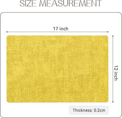 Romanstile Vinyl Placemats Set of 6-12 X 18 Inch - Heat Resistant Place Mats 100% Waterproof Oilproof Wipeable Reversible Faux Leather Table Mats for Kitchen/Dining/Party/Outdoor, Yellow
