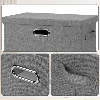 Large 17" 36 Quart Collapsible Stackable Storage Bins with Lids, 1 Pack Grey Foldable Fabric Closet Storage Boxes with Lids, 4 Handles Heavy-duty Linen Cube Baskets for Bedroom