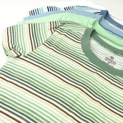 HonestBaby 5-Pack Short Sleeve T-Shirts 100% Organic Cotton Baby, Toddler, Little Kid, Boy, Girl, Unisex