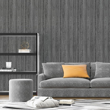 Art3d 4-Pack Glue-On Herringbone Wainscoting Panel for Interior Wall Decor - 104 x 12 Inch Polystyrene Ultralight Slim Slat Wall Panels for Living Room Bedroom, Weathered Teak