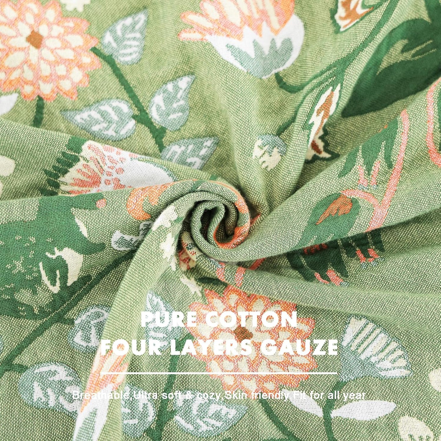 MSGKV Cotton Bed Blanket for Couch and Sofa Blankets for Living Room Bedroom Reversable Florals and Animals Throw 80"x90" Breathable Cozy Boho Blankets