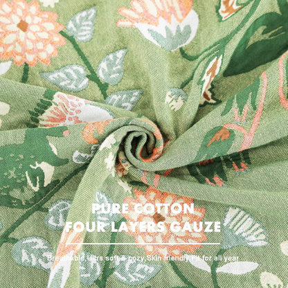 MSGKV Boho Throw Blanket for Couch and Sofa Cotton Blankets for Living Room Bedroom Reversable Florals and Animals Throw 60"x80" Breathable Cozy Blankets