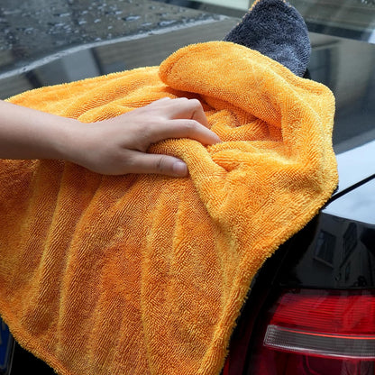 Greenfound Microfiber Towel for Cars, 1000GSM Car Drying Towel, Double Twist Pile & Edgeless Design, No Streaks, Scratches, or Water Spots, Soft and Absorbent, 18"×24", Yellow&Grey
