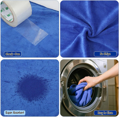 4 Pack Extra Large Microfiber Cleaning Cloths 20"x30", Lint-Free Reusable Towels for Home, Glass, Windows, Office, Kitchen, Bathroom – Mixed Blue