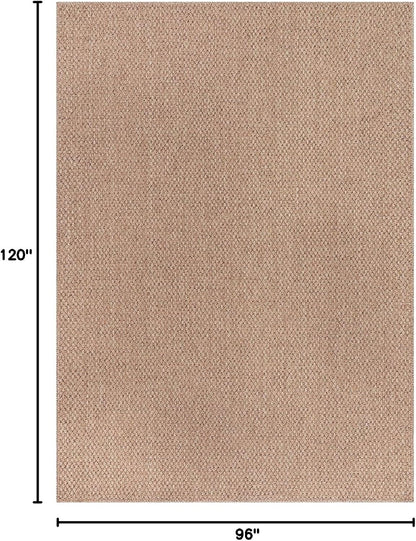 CAMILSON Easy Jute Rug 8x10, Indoor Outdoor Natural Color Farmhouse Area Rugs for Living Room Patio and Kitchen Rug, Solid Boho Woven Design, Easy-Cleaning, Washable Outside Carpet Alfombras (8 x 10)