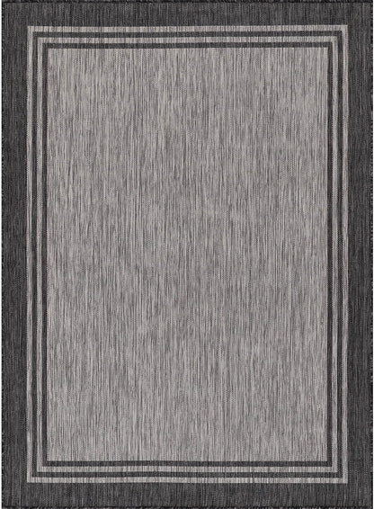 Bordered Outdoor Rug 9x12 Washable Outside Carpet for Indoor Patio Porch Waterproof Easy Cleaning Non Shedding Area Rugs Dark Gray 9 x 12