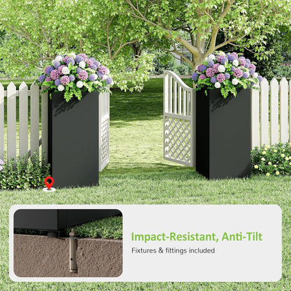 Set of 2 Planter Box Outdoor 30"H x 14.4"W x 13.6"D- Tall Planters for Outdoor Patio/Porch, All-Weather with Anti-dumping Kit, Durable Galvanized Steel, Modern Design for Plants, Flower, Garden