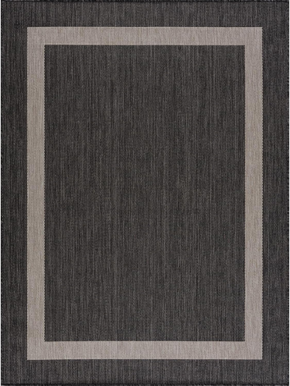 CAMILSON Outdoor Rug 10x14, Large Modern Outside Rugs for Patios Porches Waterproof Durable Washable Non-Shedding, Easy-to-Clean Indoor Outdoor Area Carpet (10 x 14, Bordered - Dark Gray/Light Gray)